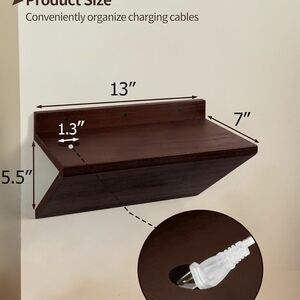 Wooden Wall Shelf with Cable Organizer